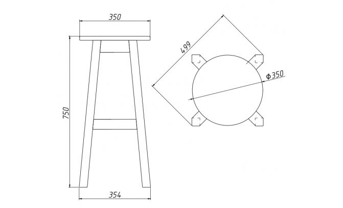 Табурет барный массив дуба Батистен